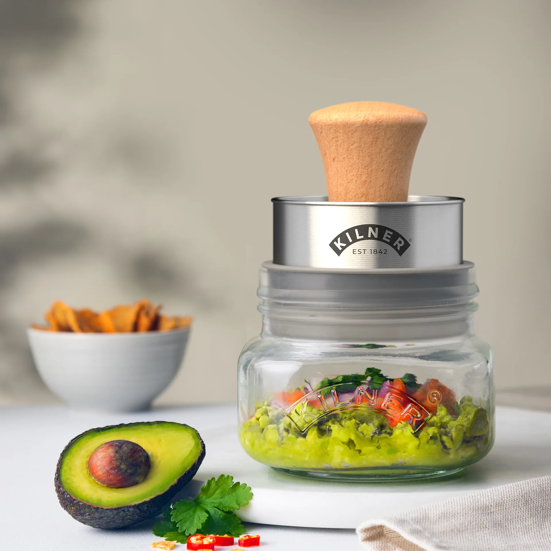 Conjunto de frascos de armazenamento Kilner Mash & Store, Transparente-aço inoxidável-madeira, 0,5 L Kilner