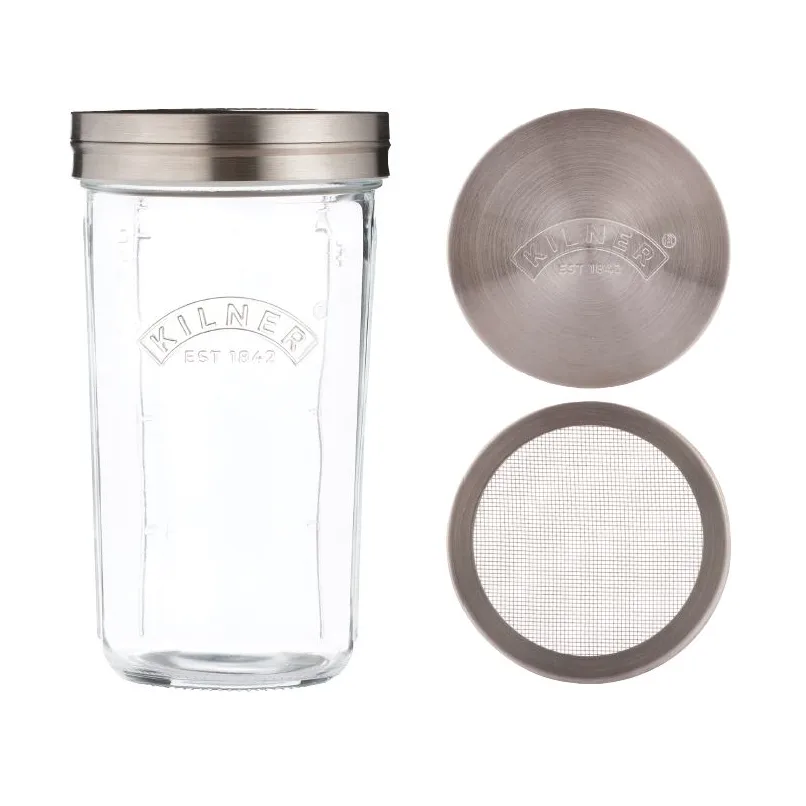Conjunto de frascos peneiradores Kilner, Transparente-aço inoxidável, 0,5 L Kilner