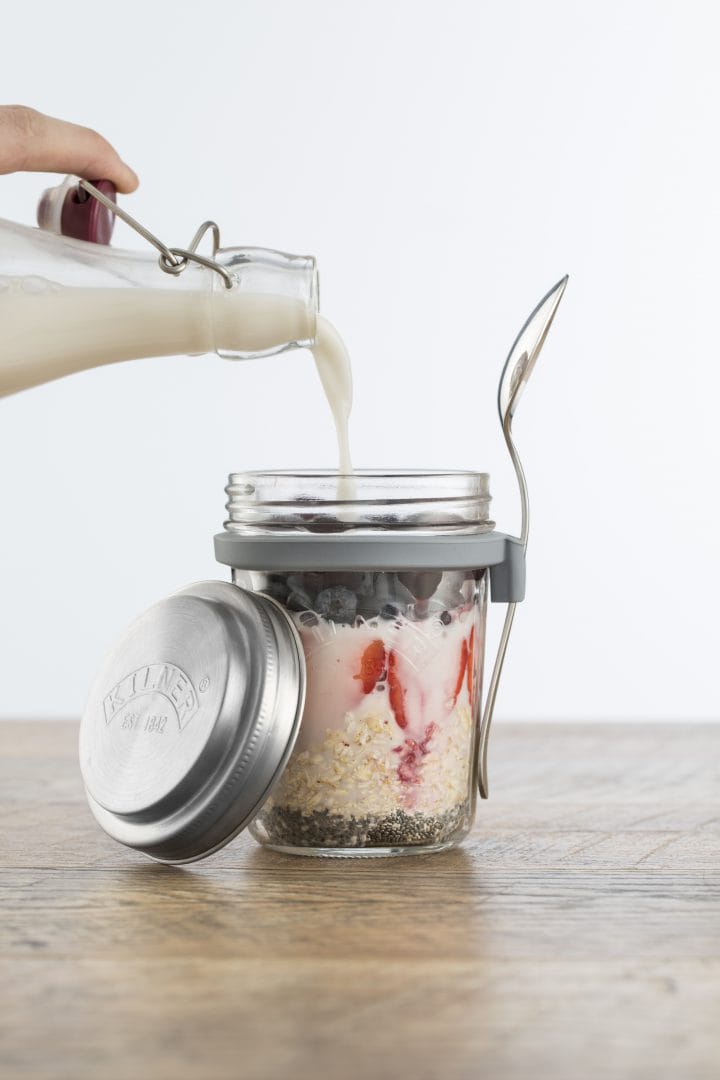 Conjunto de pequeno-almoço tigela de vidro + colher, 0,35 L Kilner
