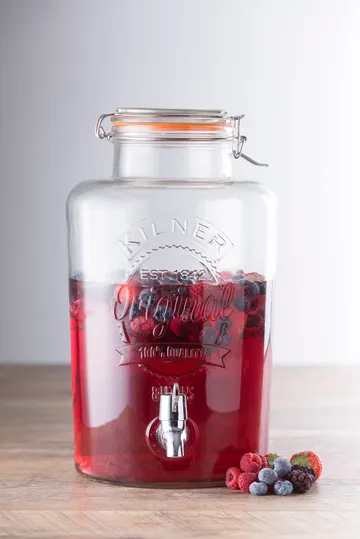 Dispensador de bebidas Kilner com torneira - Transparente-aço inoxidável, 8 L - Kilner