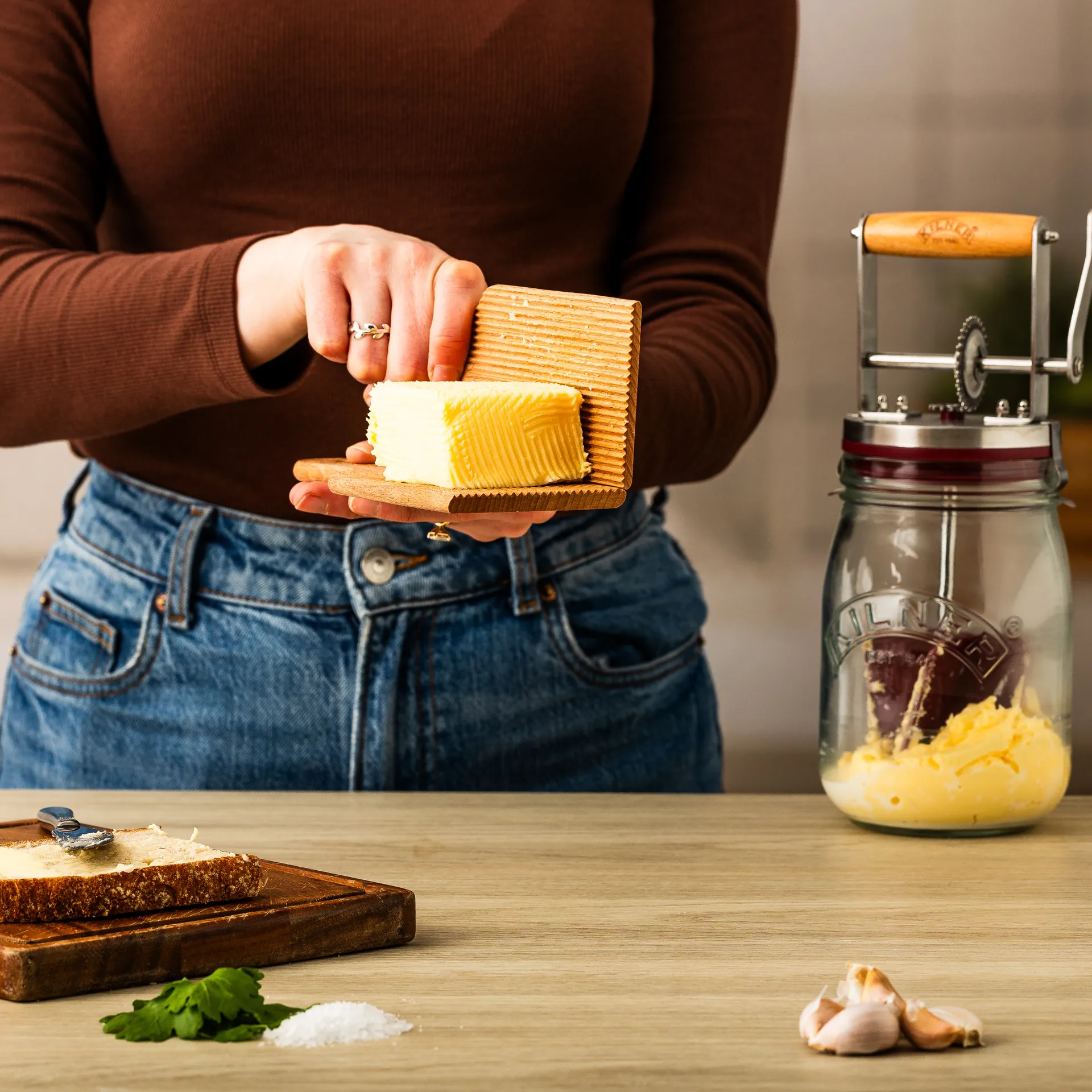 Espátula de manteiga Kilner, Madeira clara, conjunto de 2 Kilner