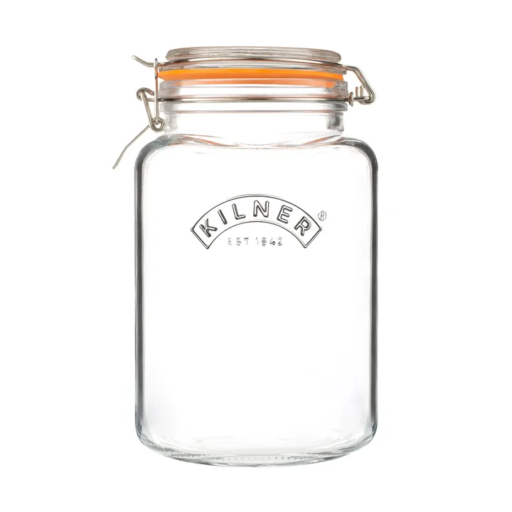 Frasco de conservação Kilner quadrado com fecho de arame - Transparente-aço inoxidável, 3 L - Kilner