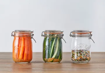 Frasco redondo Kilner com fecho de arame - Transparente, 1 L - Kilner