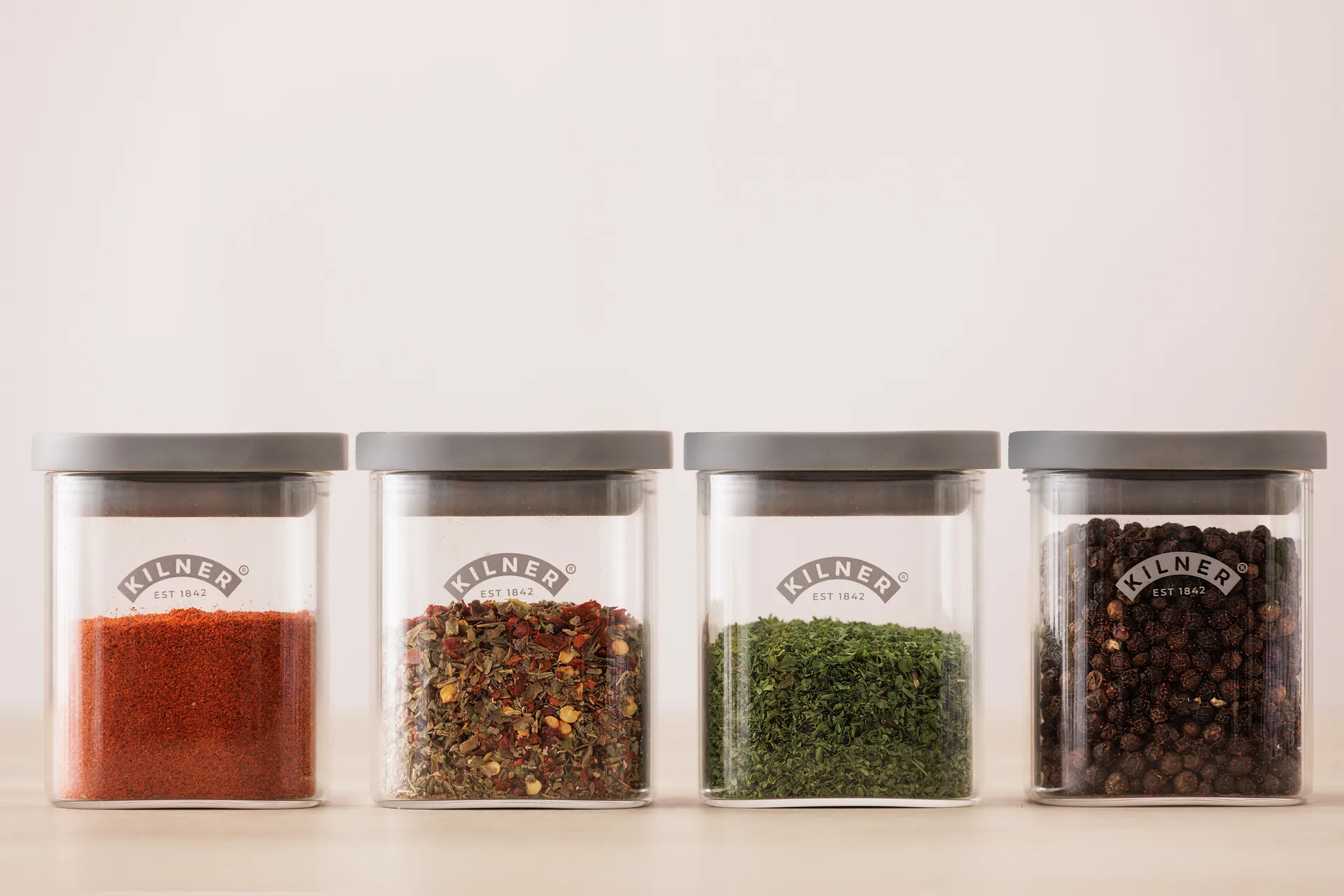 Kilner FRESH frascos de especiarias, Transparente-cinza, 4-pack, 160 ml Kilner