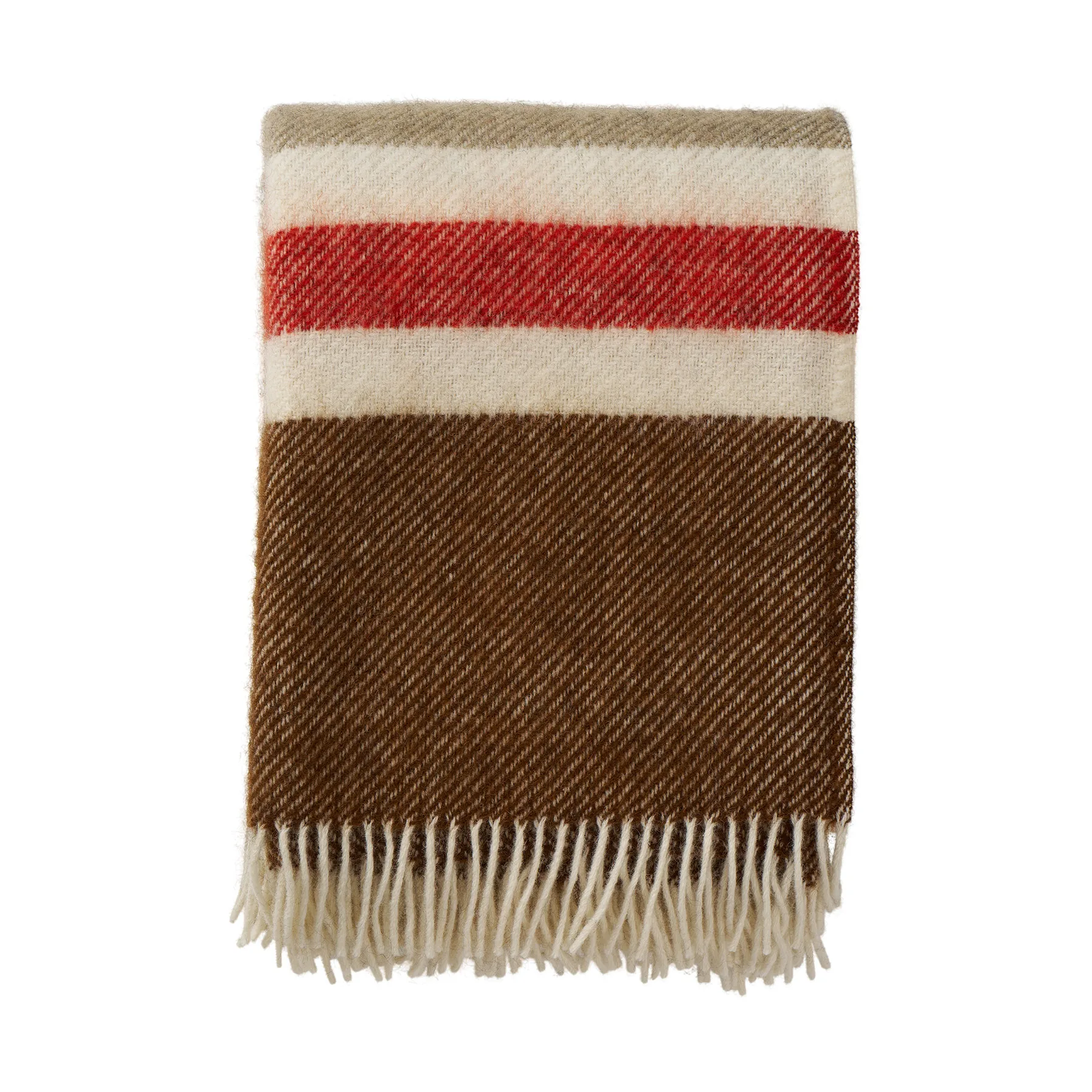 Gotland Stripe manta de lã 130x200 cm, Castanho-bege-vermelho Klippan Yllefabrik