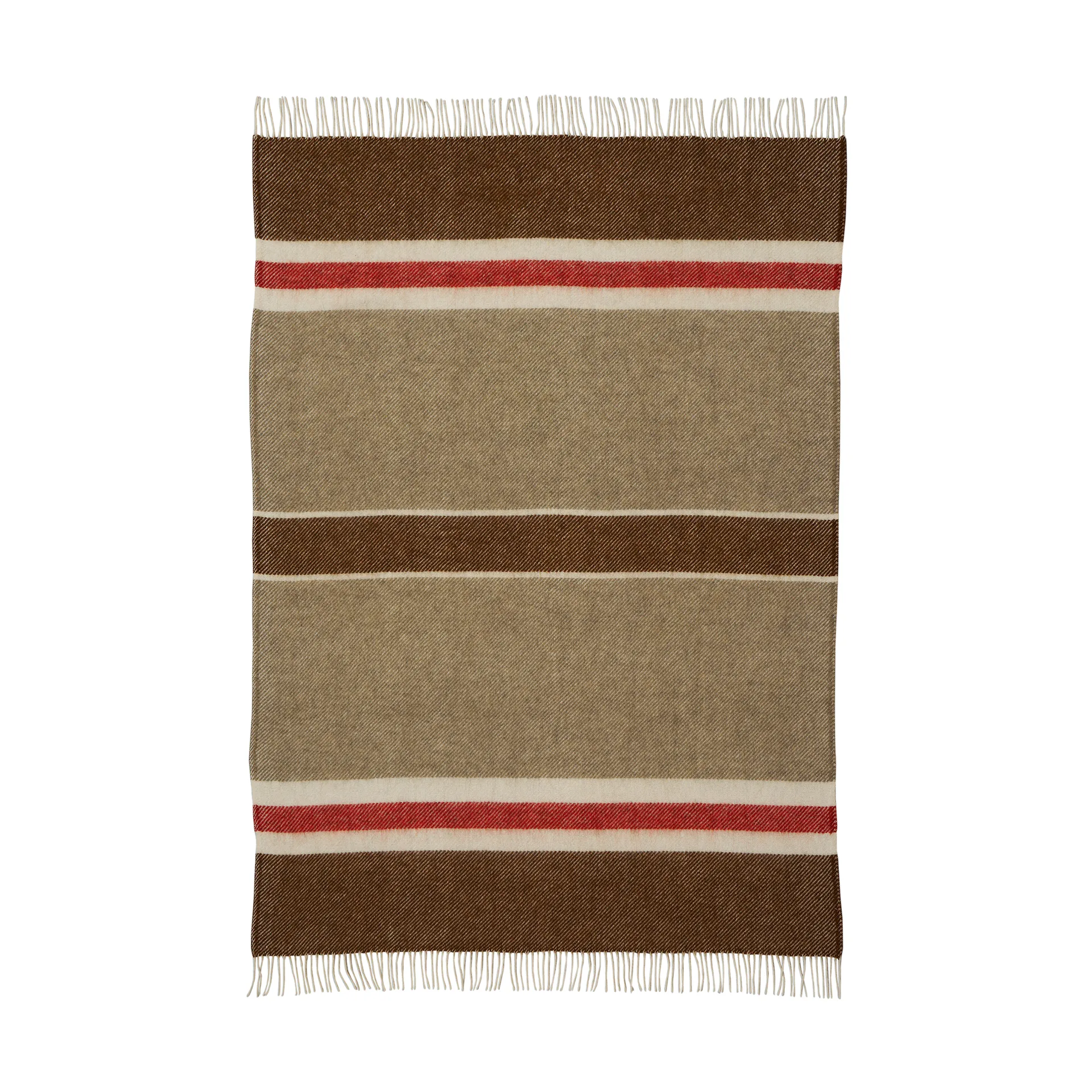 Gotland Stripe manta de lã 130x200 cm, Castanho-bege-vermelho Klippan Yllefabrik