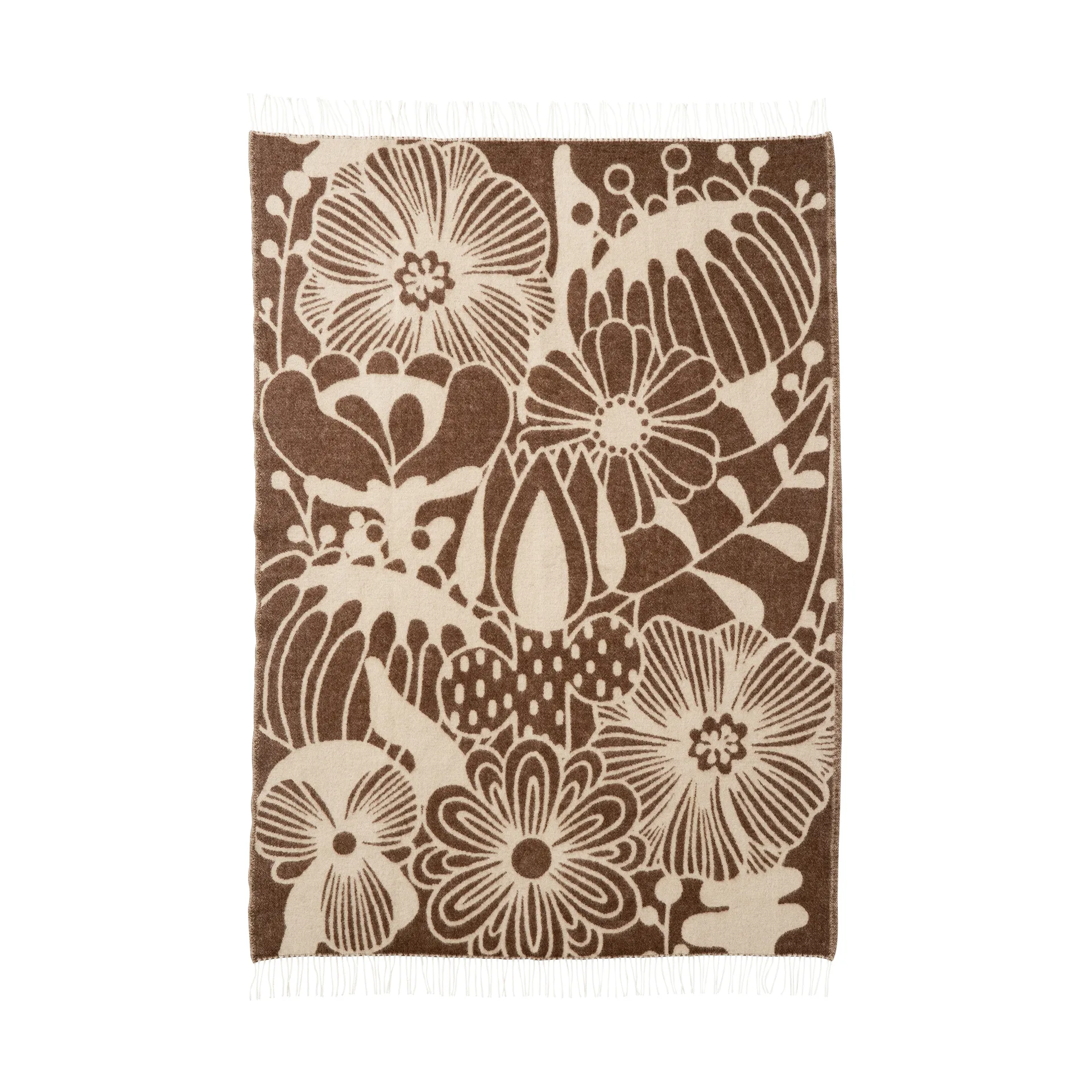 Manta de lã Blomranka, Castanho-bege, 130x200 cm Klippan Yllefabrik