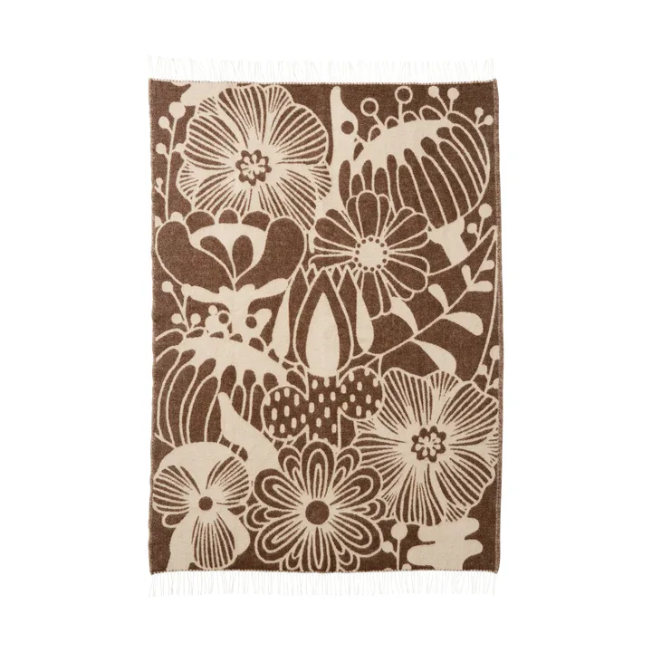 Manta de lã Blomranka - Castanho-bege, 130x200 cm - Klippan Yllefabrik