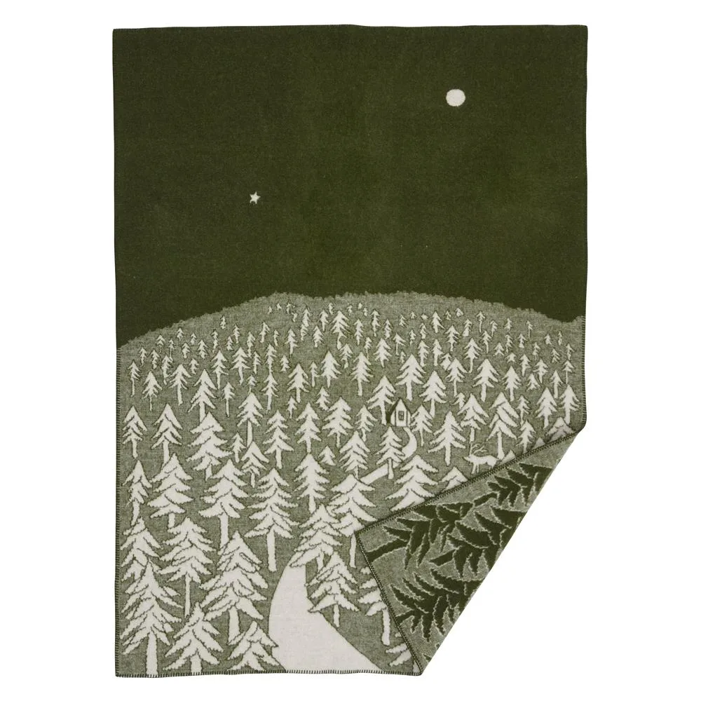 Manta de lã House in the Forest, verde Klippan Yllefabrik