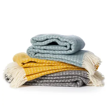 Manta de lã Leaf - amarelo - Klippan Yllefabrik