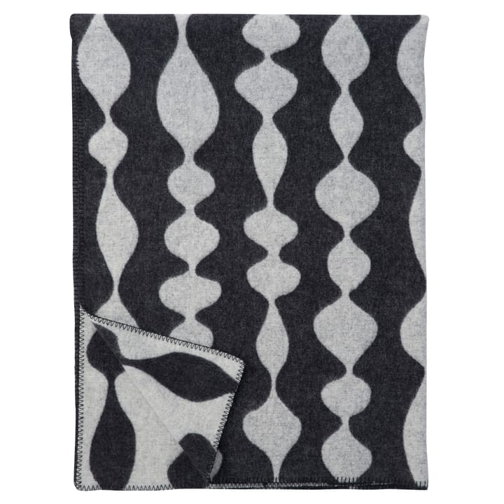 Manta de lã Margaret rose - preto - Klippan Yllefabrik