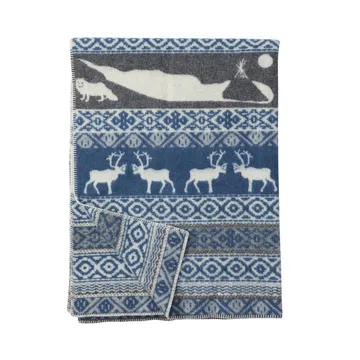 Manta de lã Sarek - azul-cinza - Klippan Yllefabrik
