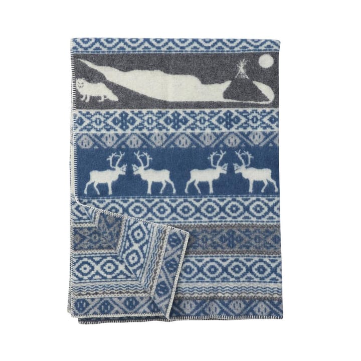 Manta de lã Sarek - azul-cinza - Klippan Yllefabrik