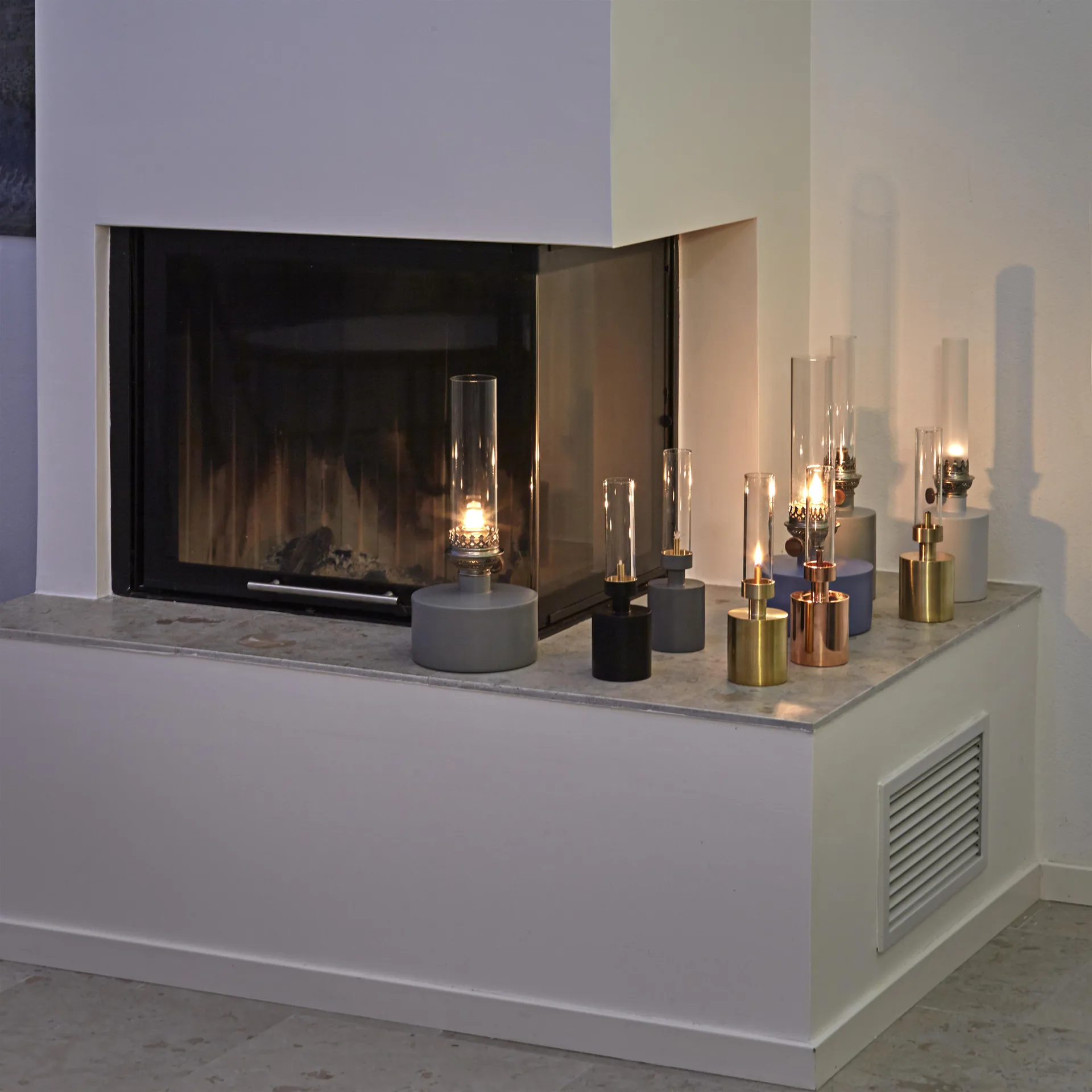 Candeeiro a óleo grande Patina, cinza KLONG