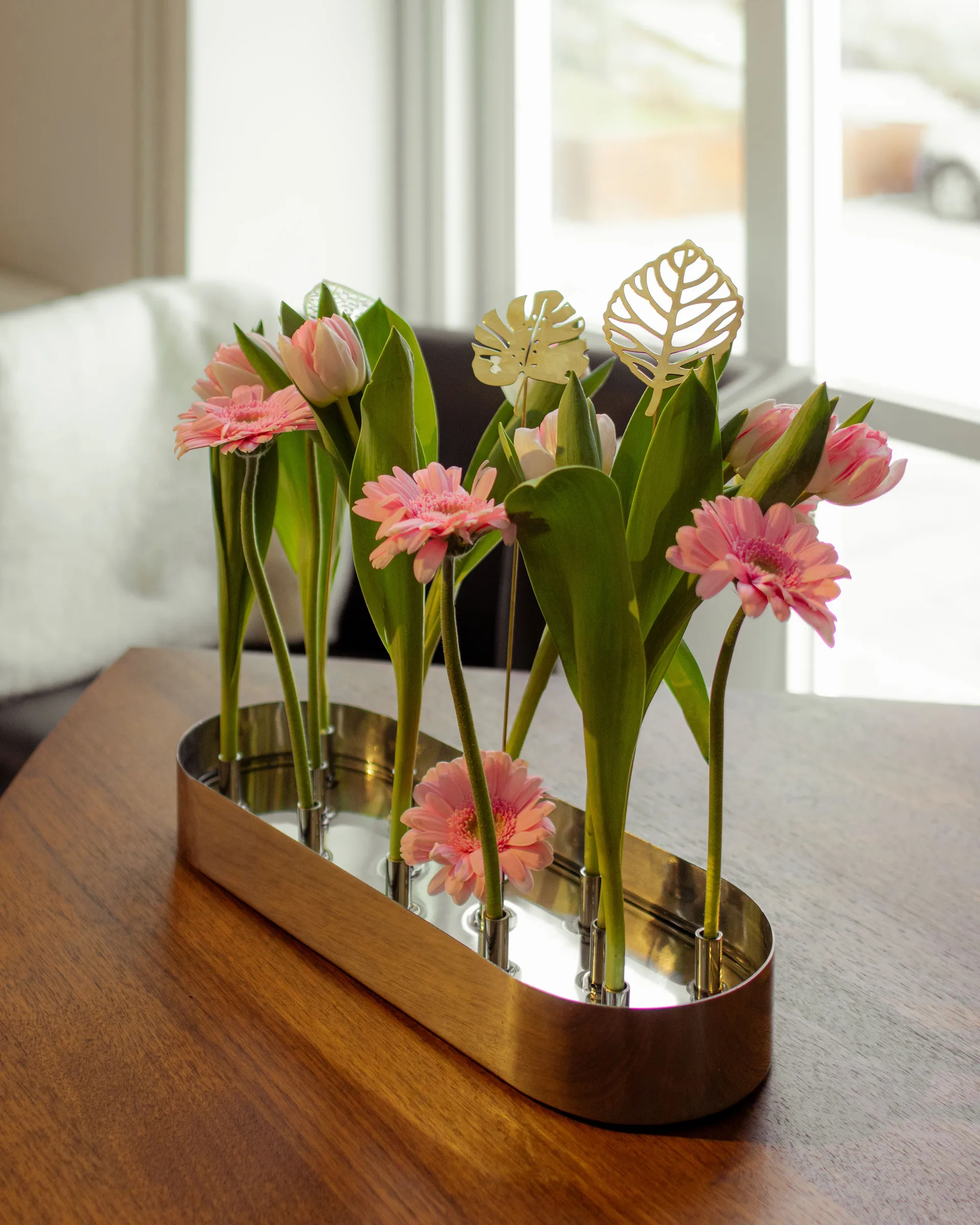Decoração Brass Leaves, 2 peças, Wood KLONG