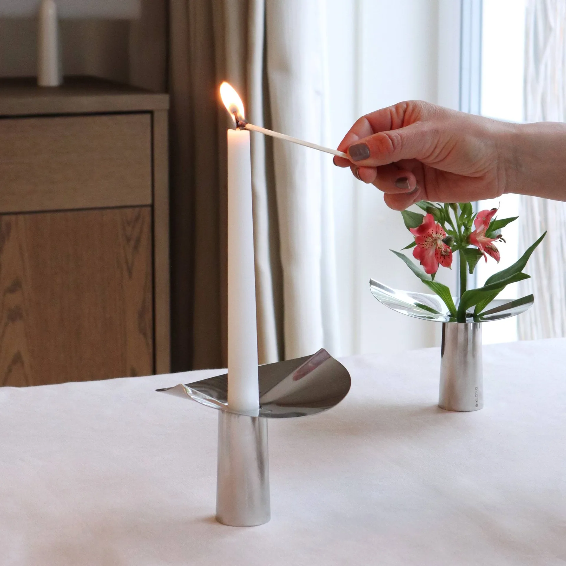 Porta-velas/ vaso Löv, Aço inoxidável. 10 cm KLONG