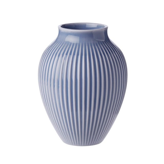 Knabstrup vaso estriado 12,5 cm - azul lavanda - Knabstrup Keramik