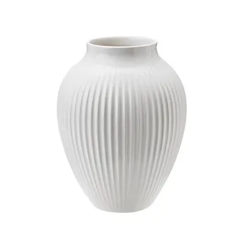 Knabstrup vaso estriado 12,5 cm - branco - Knabstrup Keramik