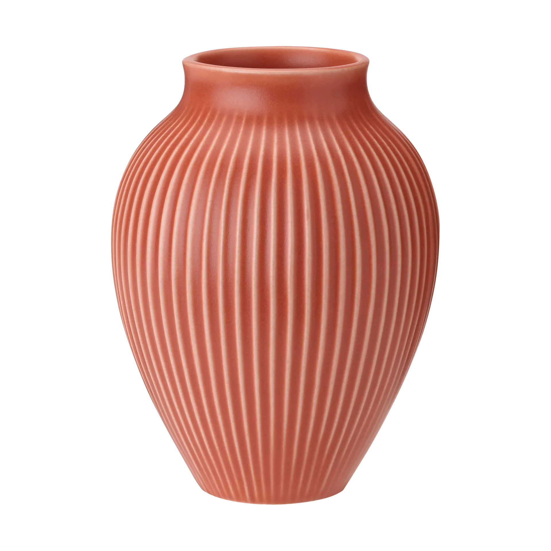 Knabstrup vaso estriado 12,5 cm, Coral Knabstrup Keramik
