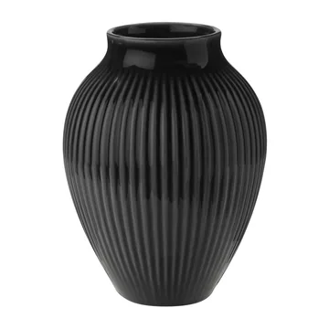 Knabstrup vaso estriado 12,5 cm - Preto - Knabstrup Keramik