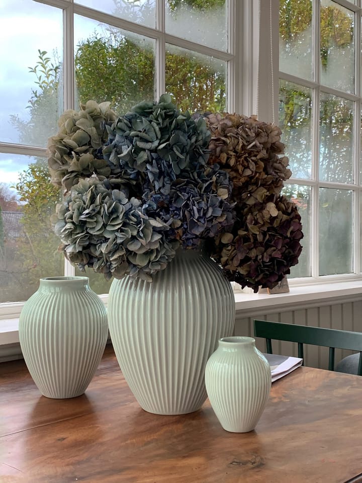 Knabstrup vaso estriado 12,5 cm, Verde menta Knabstrup Keramik