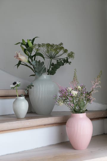 Knabstrup vaso estriado 12,5 cm - Verde menta - Knabstrup Keramik