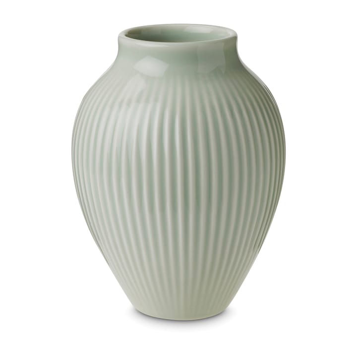 Knabstrup vaso estriado 12,5 cm - Verde menta - Knabstrup Keramik