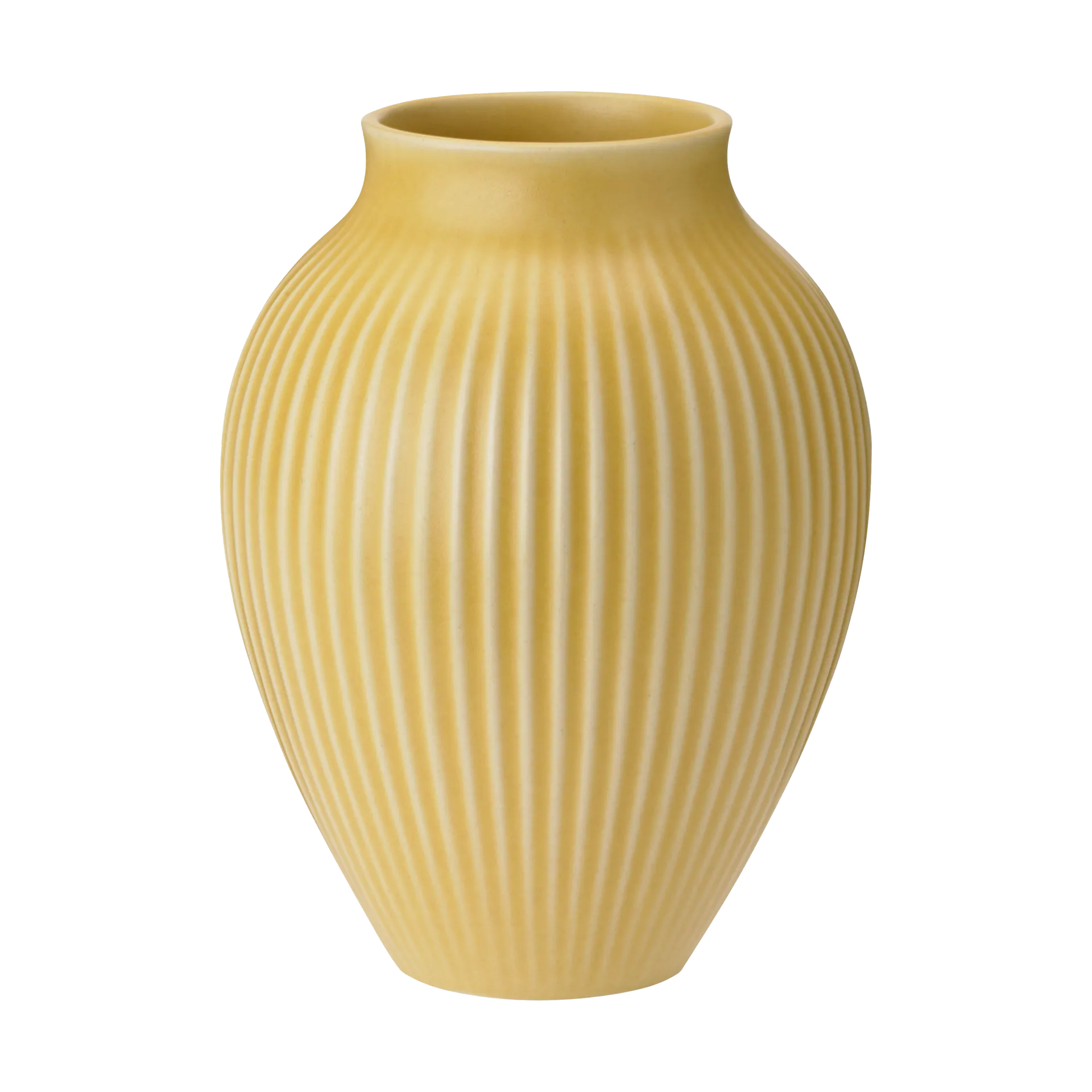 Knabstrup vaso estriado 20 cm, Amarelo Knabstrup Keramik