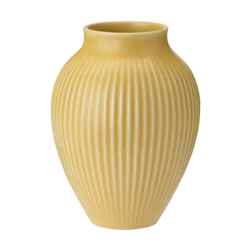 Knabstrup vaso estriado 20 cm - Amarelo - Knabstrup Keramik