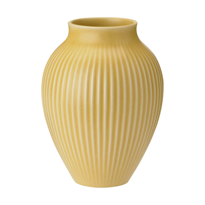 Knabstrup vaso estriado 20 cm - Amarelo - Knabstrup Keramik