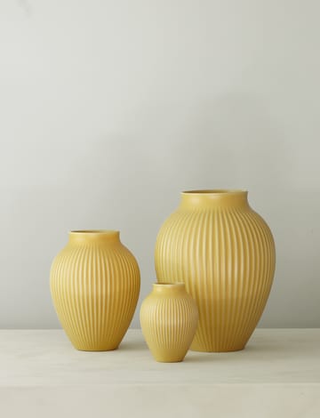 Knabstrup vaso estriado 20 cm - Amarelo - Knabstrup Keramik