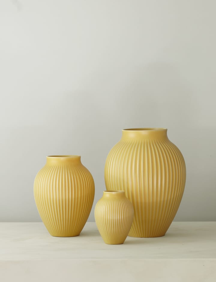 Knabstrup vaso estriado 20 cm, Amarelo Knabstrup Keramik
