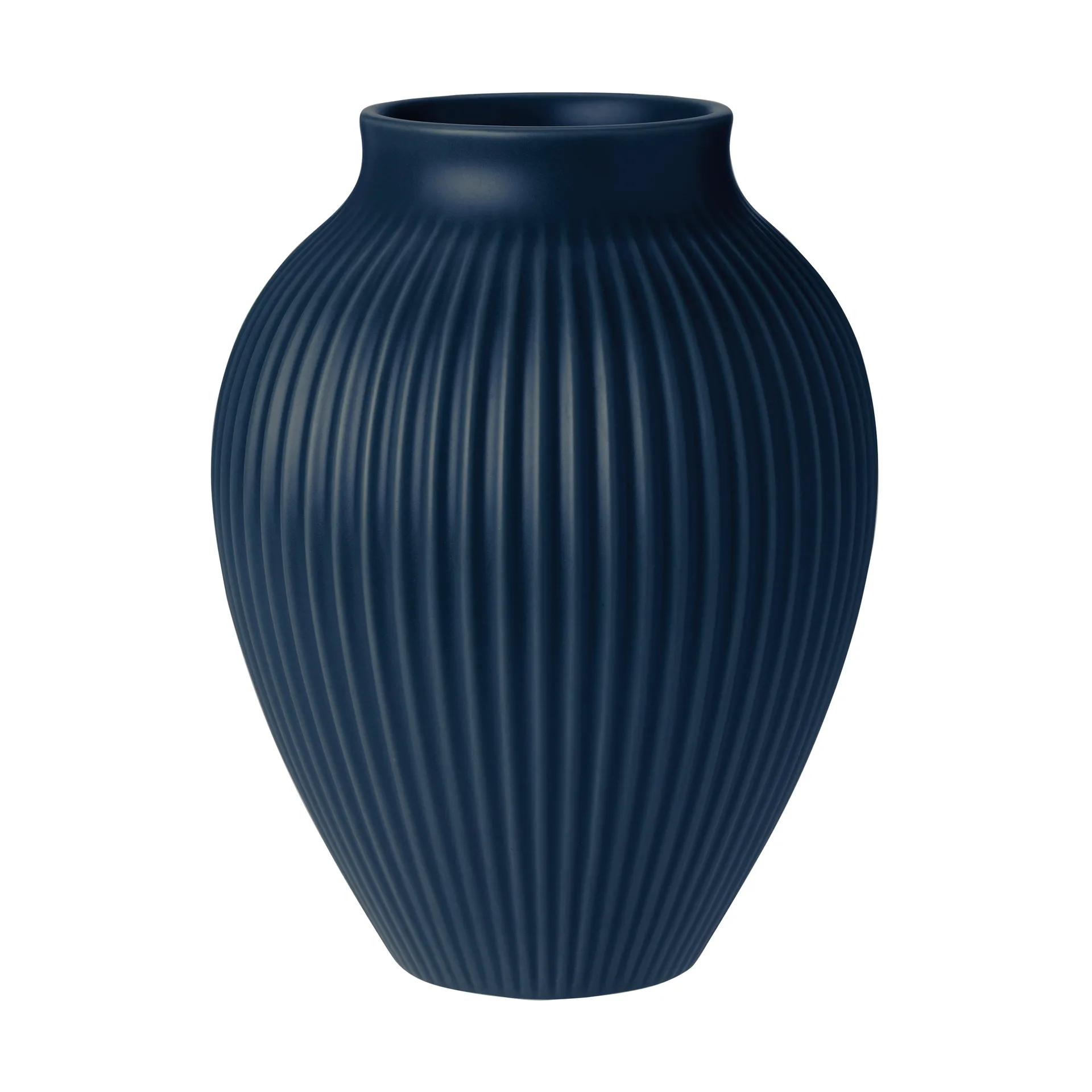 Knabstrup vaso estriado 20 cm, Azul-escuro Knabstrup Keramik