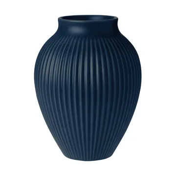 Knabstrup vaso estriado 20 cm - Azul-escuro - Knabstrup Keramik