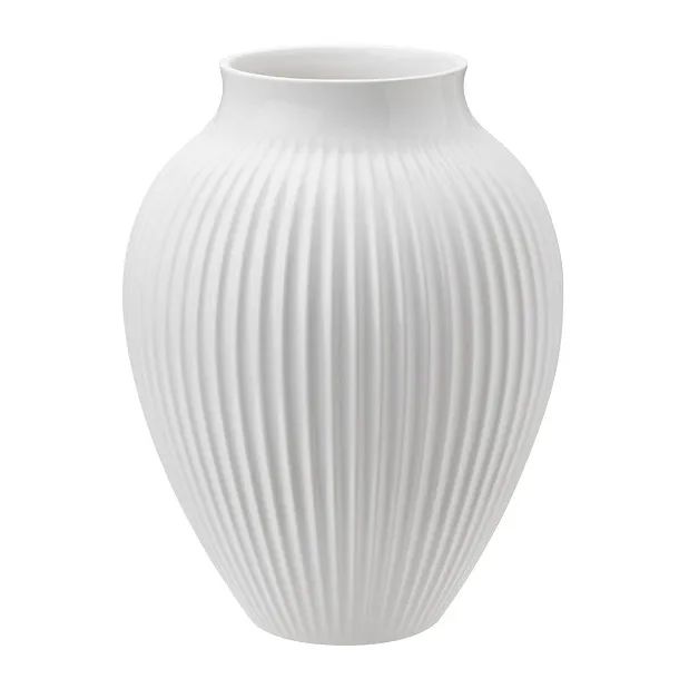 Knabstrup vaso estriado 20 cm, branco Knabstrup Keramik