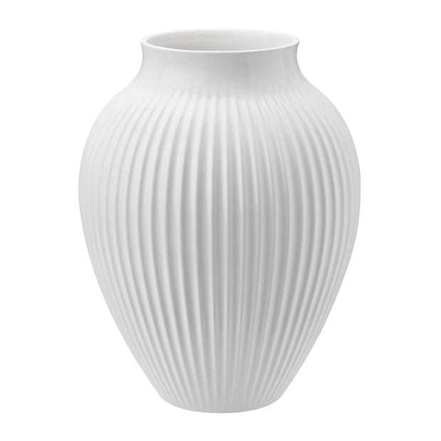 Knabstrup vaso estriado 20 cm - branco - Knabstrup Keramik