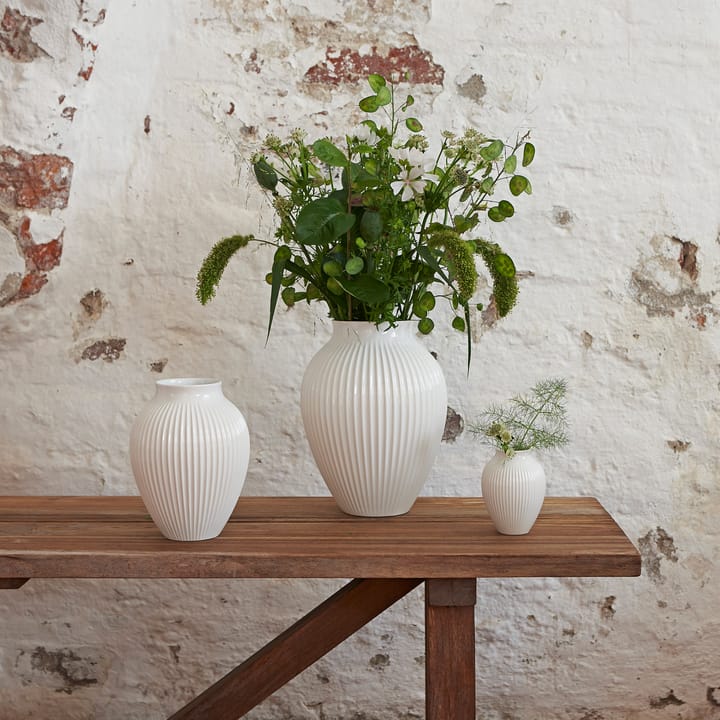 Knabstrup vaso estriado 20 cm, branco Knabstrup Keramik