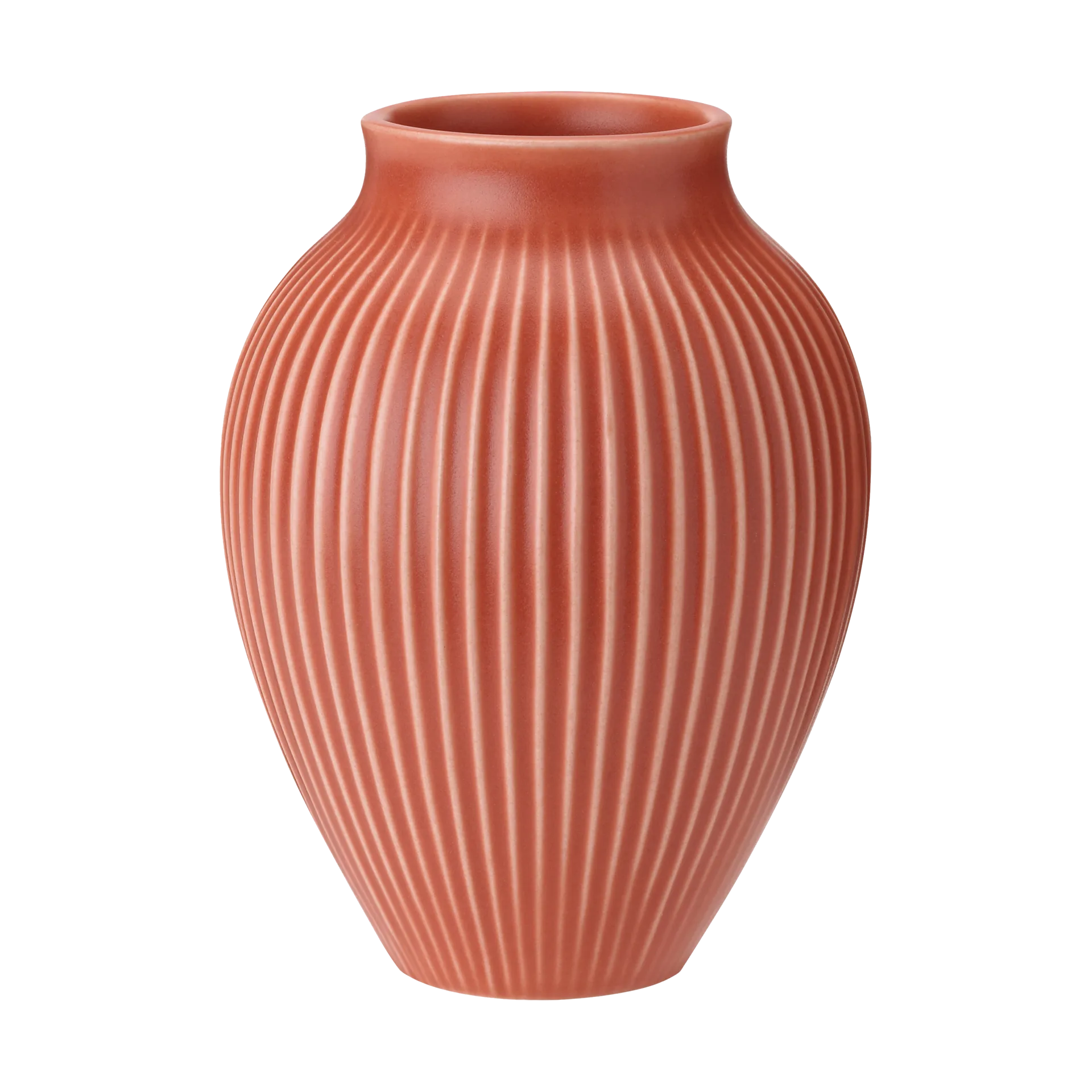 Knabstrup vaso estriado 20 cm, Coral Knabstrup Keramik