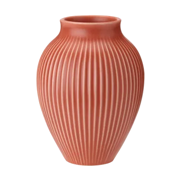 Knabstrup vaso estriado 20 cm - Coral - Knabstrup Keramik