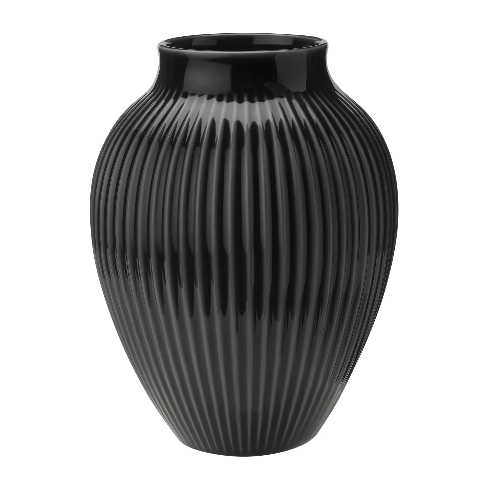 Knabstrup vaso estriado 20 cm, Preto Knabstrup Keramik