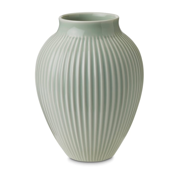 Knabstrup vaso estriado 20 cm - Verde menta - Knabstrup Keramik