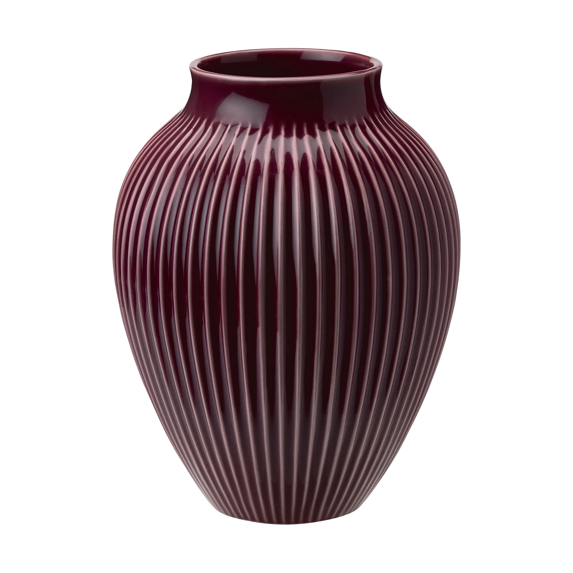 Knabstrup vaso estriado 20 cm, Vermelho escuro Knabstrup Keramik
