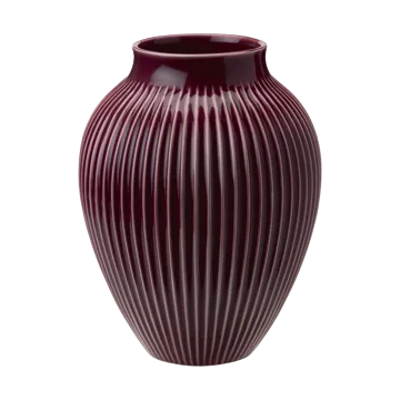 Knabstrup vaso estriado 20 cm - Vermelho escuro - Knabstrup Keramik