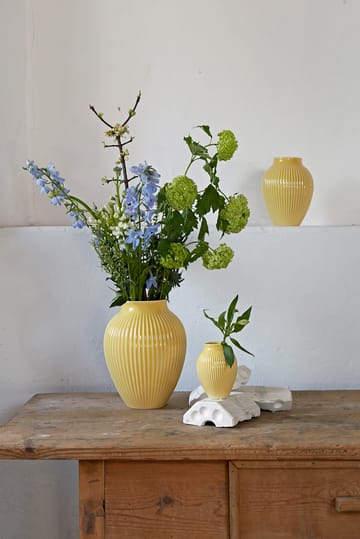 Knabstrup vaso estriado 27 cm - Amarelo - Knabstrup Keramik