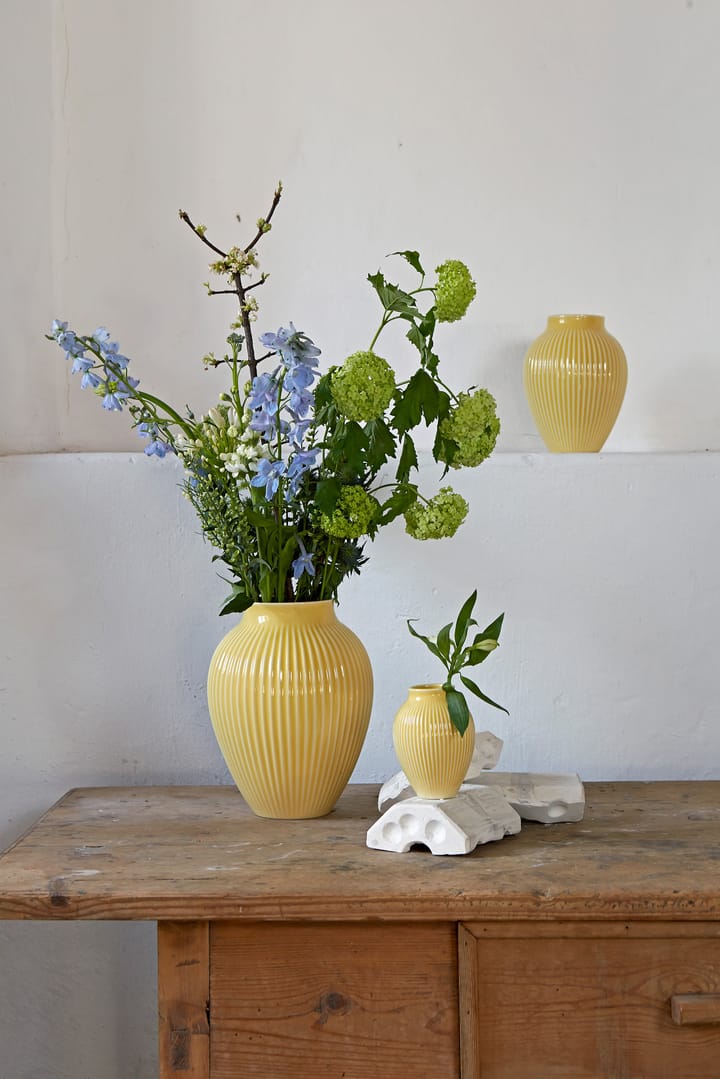 Knabstrup vaso estriado 27 cm, Amarelo Knabstrup Keramik