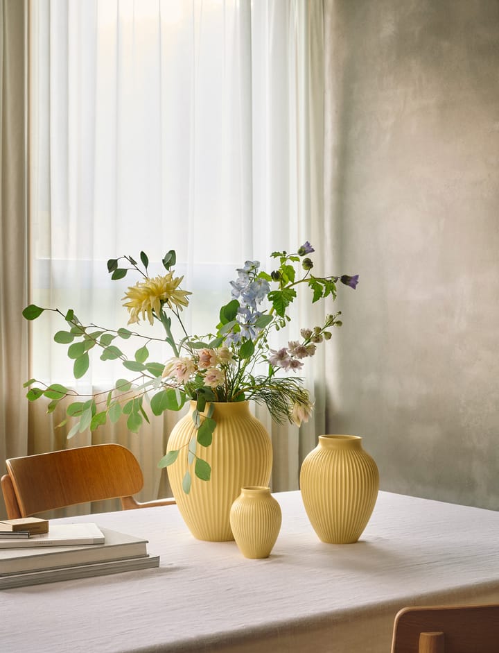 Knabstrup vaso estriado 27 cm, Amarelo Knabstrup Keramik