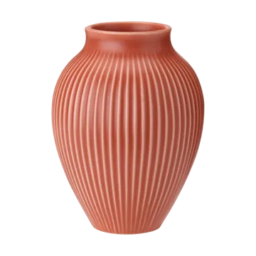Knabstrup vaso estriado 27 cm - Coral - Knabstrup Keramik