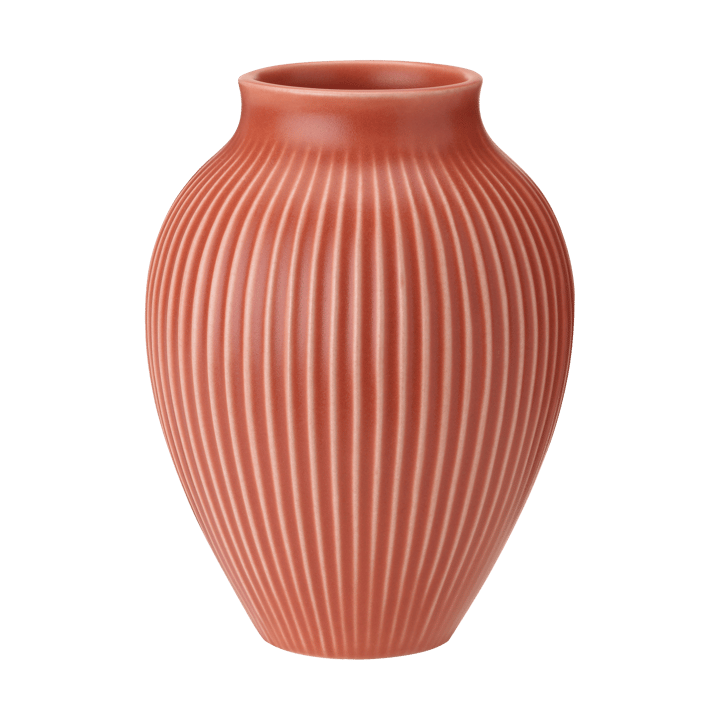 Knabstrup vaso estriado 27 cm - Coral - Knabstrup Keramik
