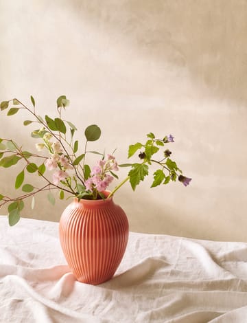 Knabstrup vaso estriado 27 cm - Coral - Knabstrup Keramik