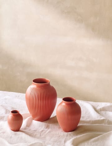Knabstrup vaso estriado 27 cm - Coral - Knabstrup Keramik